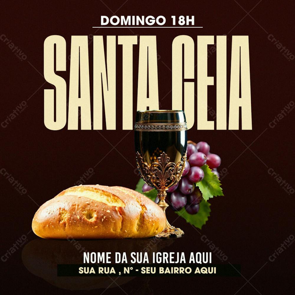 Cartaz De Culto De Santa Ceia Chrch Para Divulgação Editavel