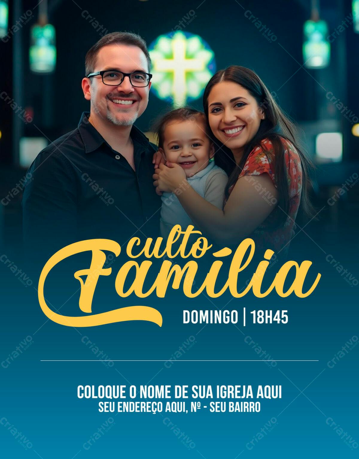 Flyer para Culto Família PSD Editável