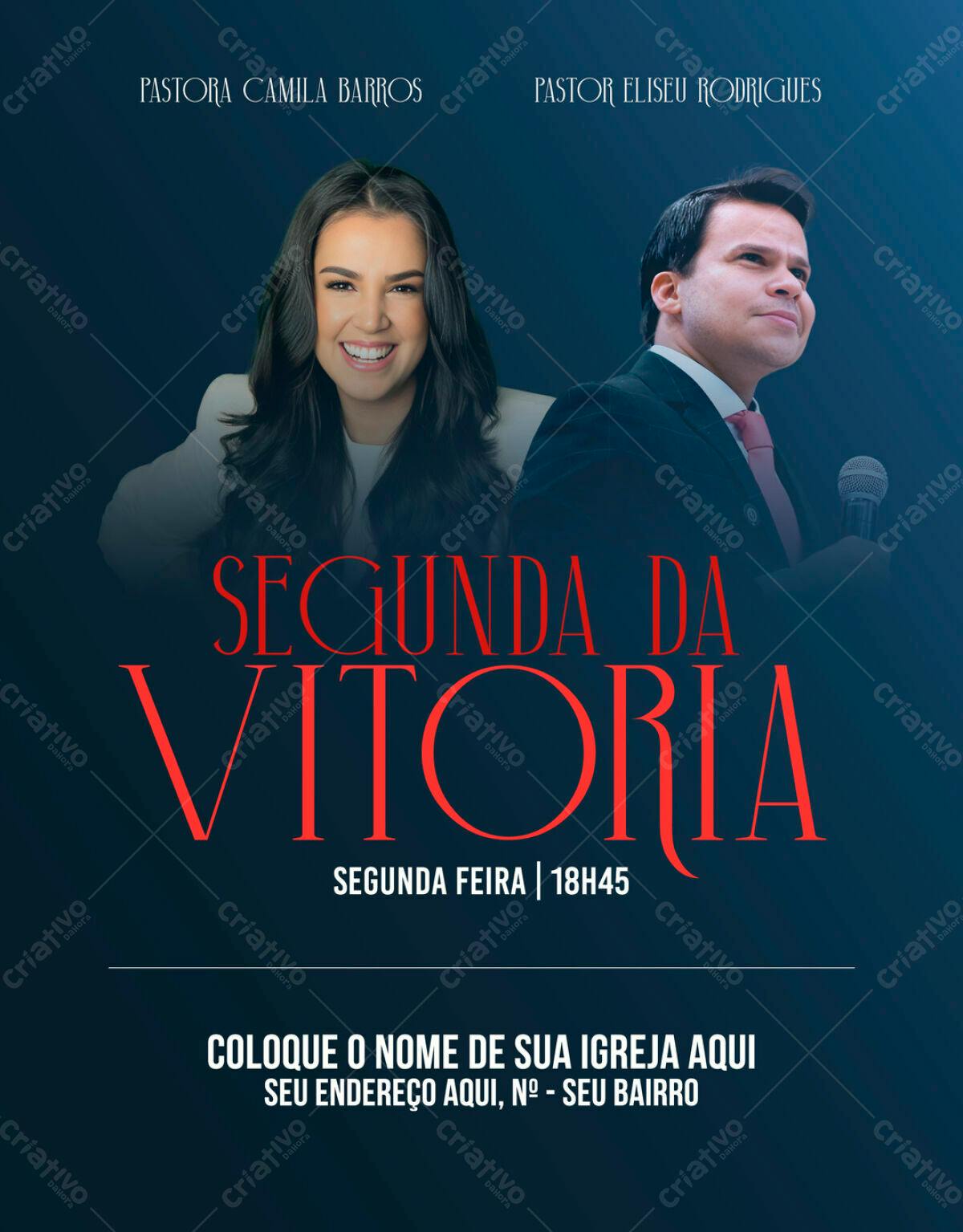 Flyer para Culto da Vitória PSD Editável