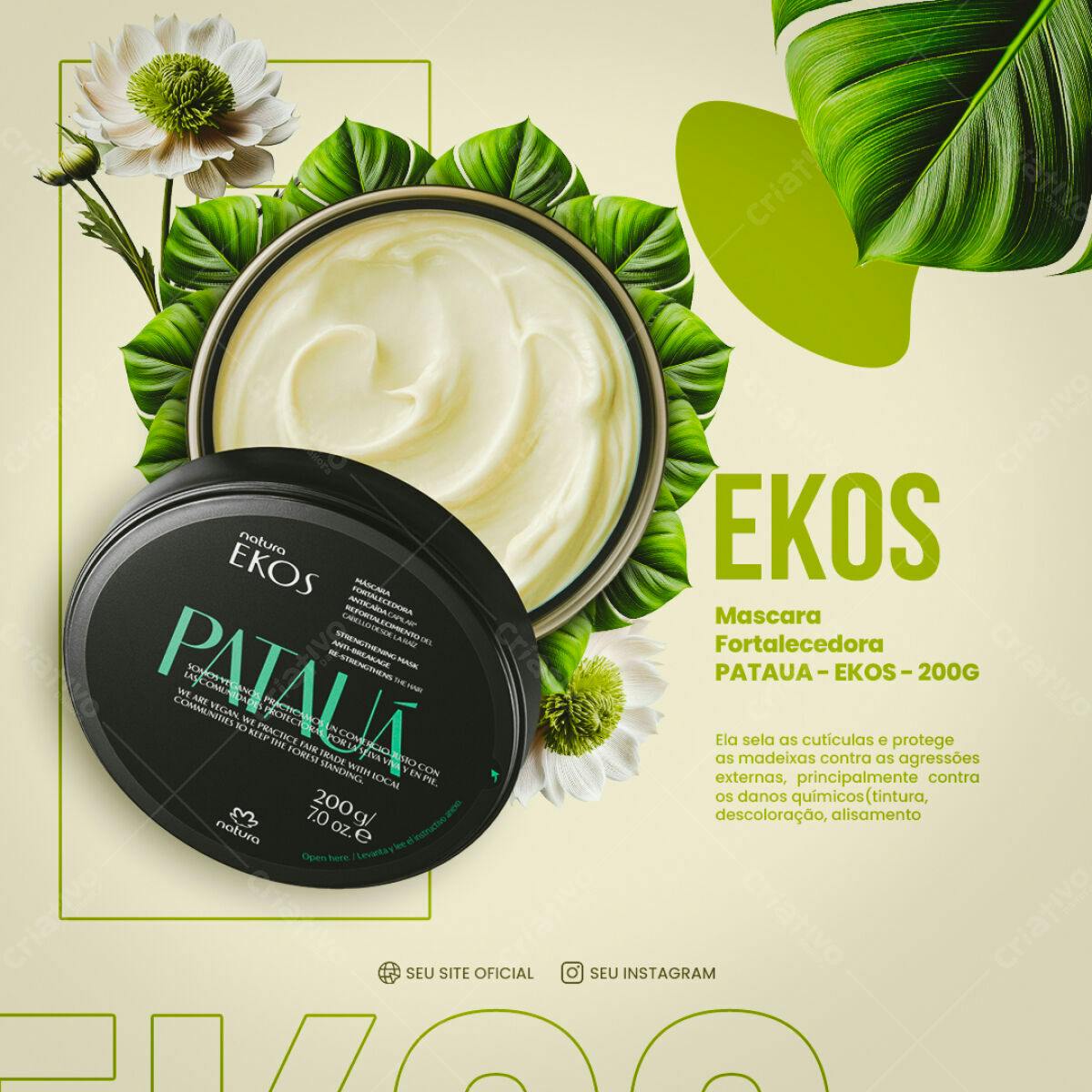 Post de Instagram para Natura Ekos PATAUÁ PSD Editável