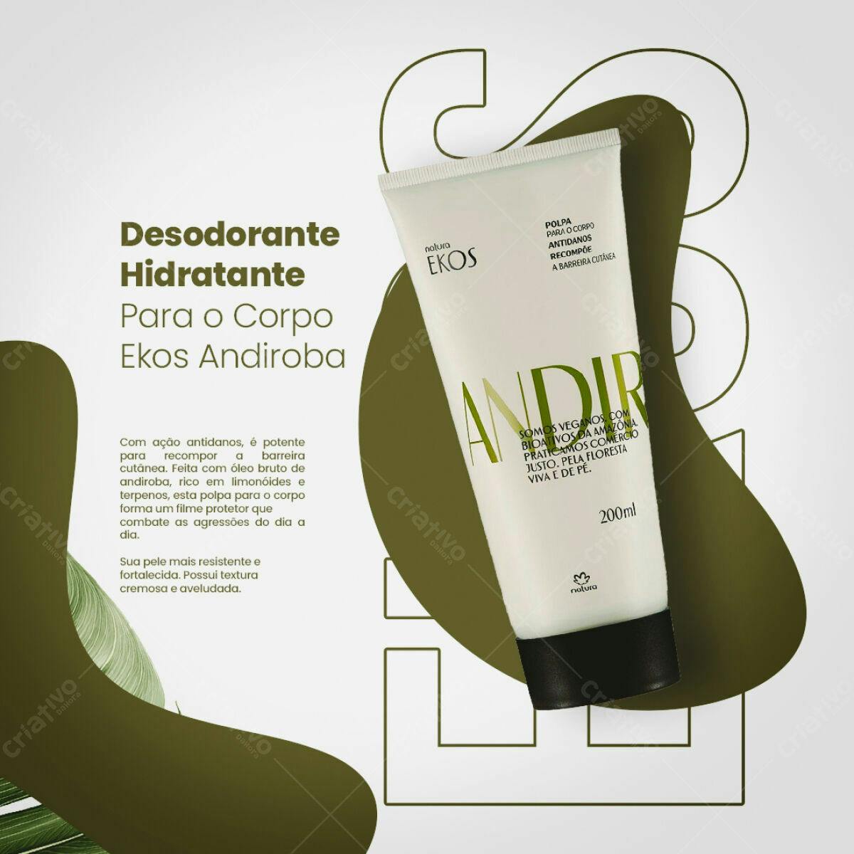 Embalagem para Desodorante Hidratante Natura Ekos Andiroba PSD Editável