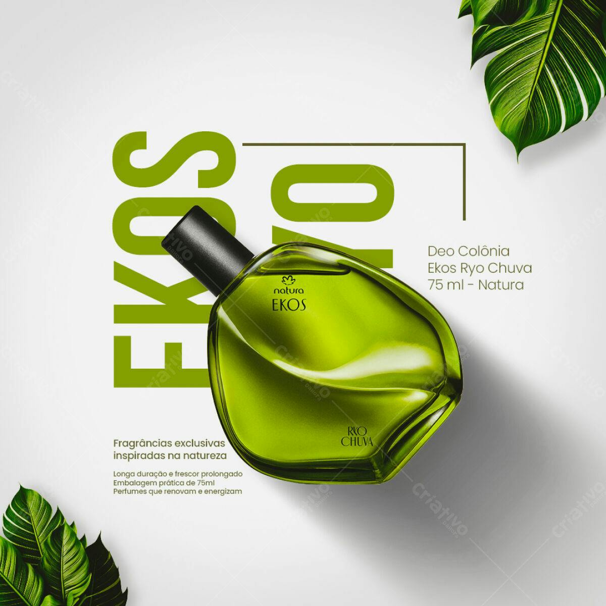 Mockup PSD para Deo Colônia Natura Ekos Ryo Chuva