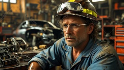 Imagem De Um Mecânico Estudando Um Carro