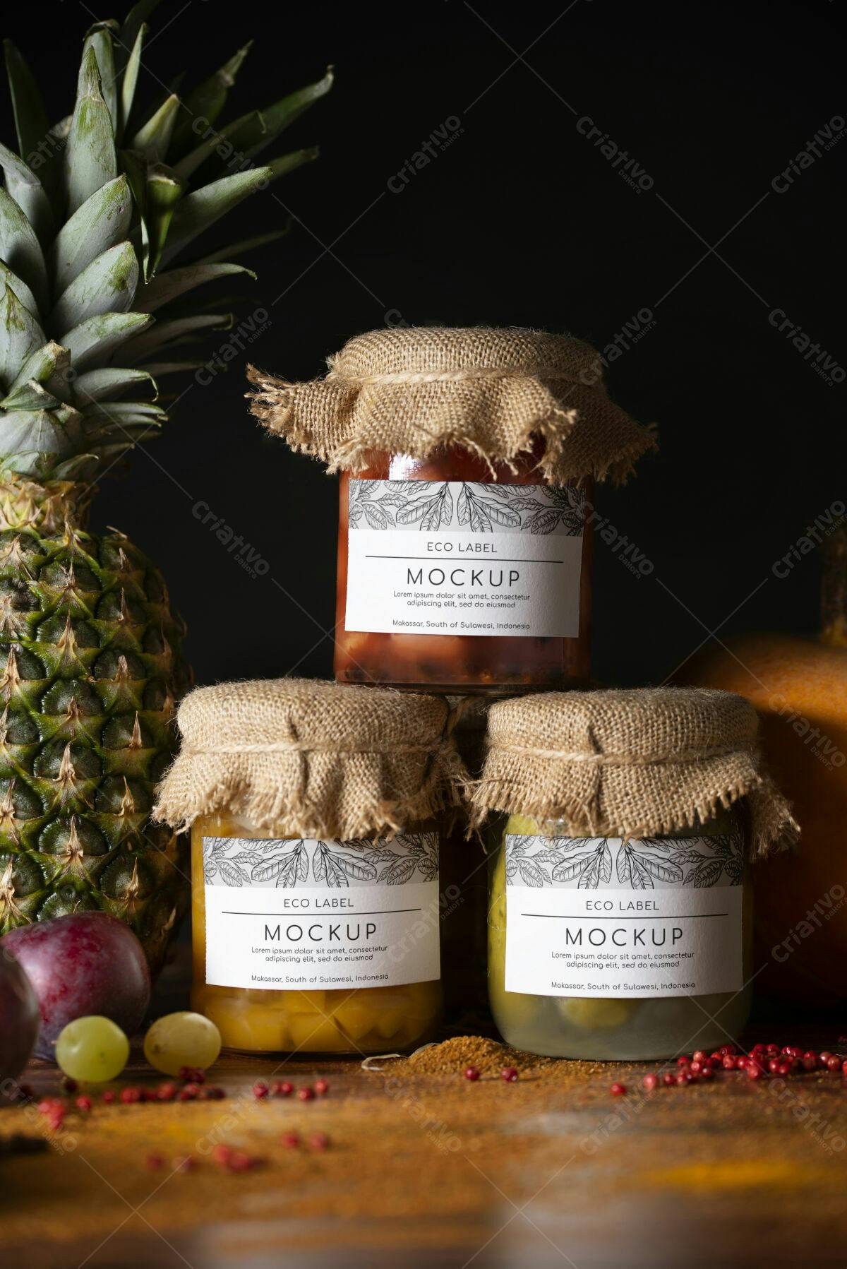 Mockup de Rotulos para Conservas PSD Editável