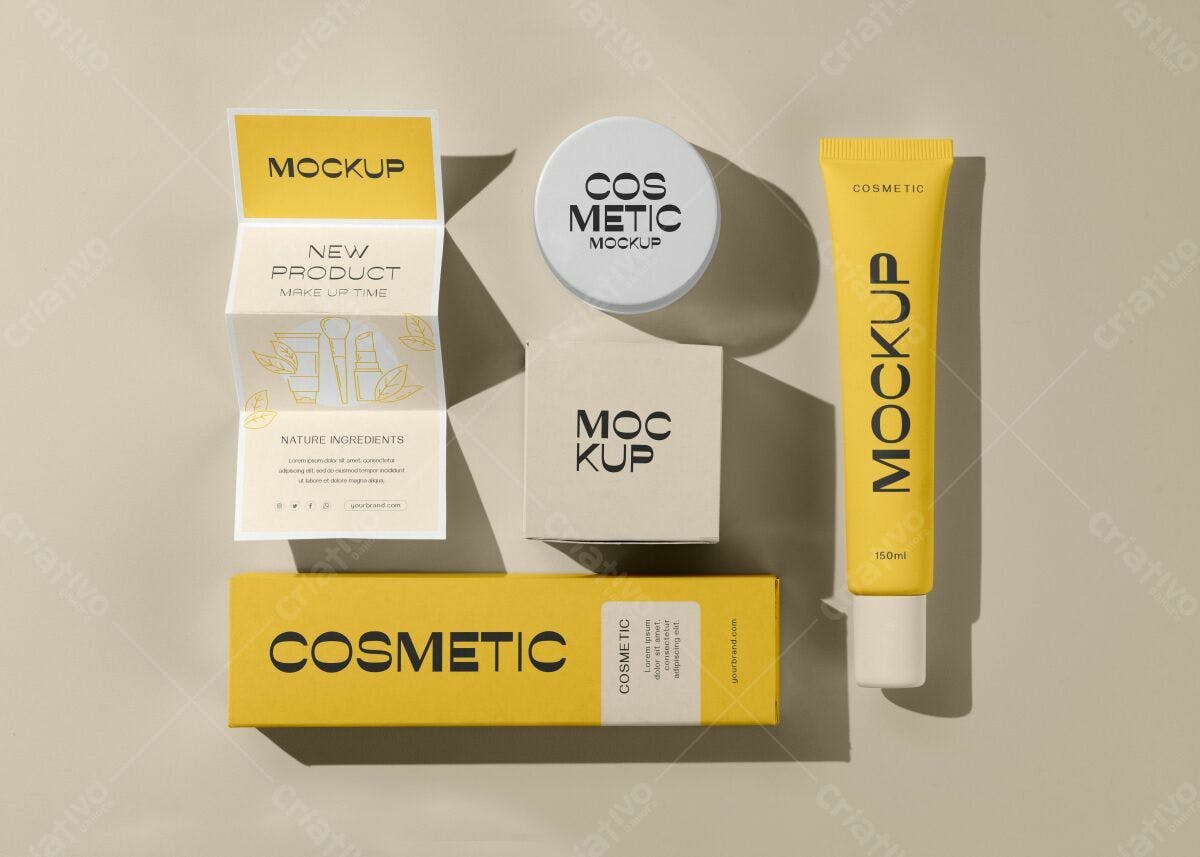 Mockup Embalagem Cosméticos PSD Editável