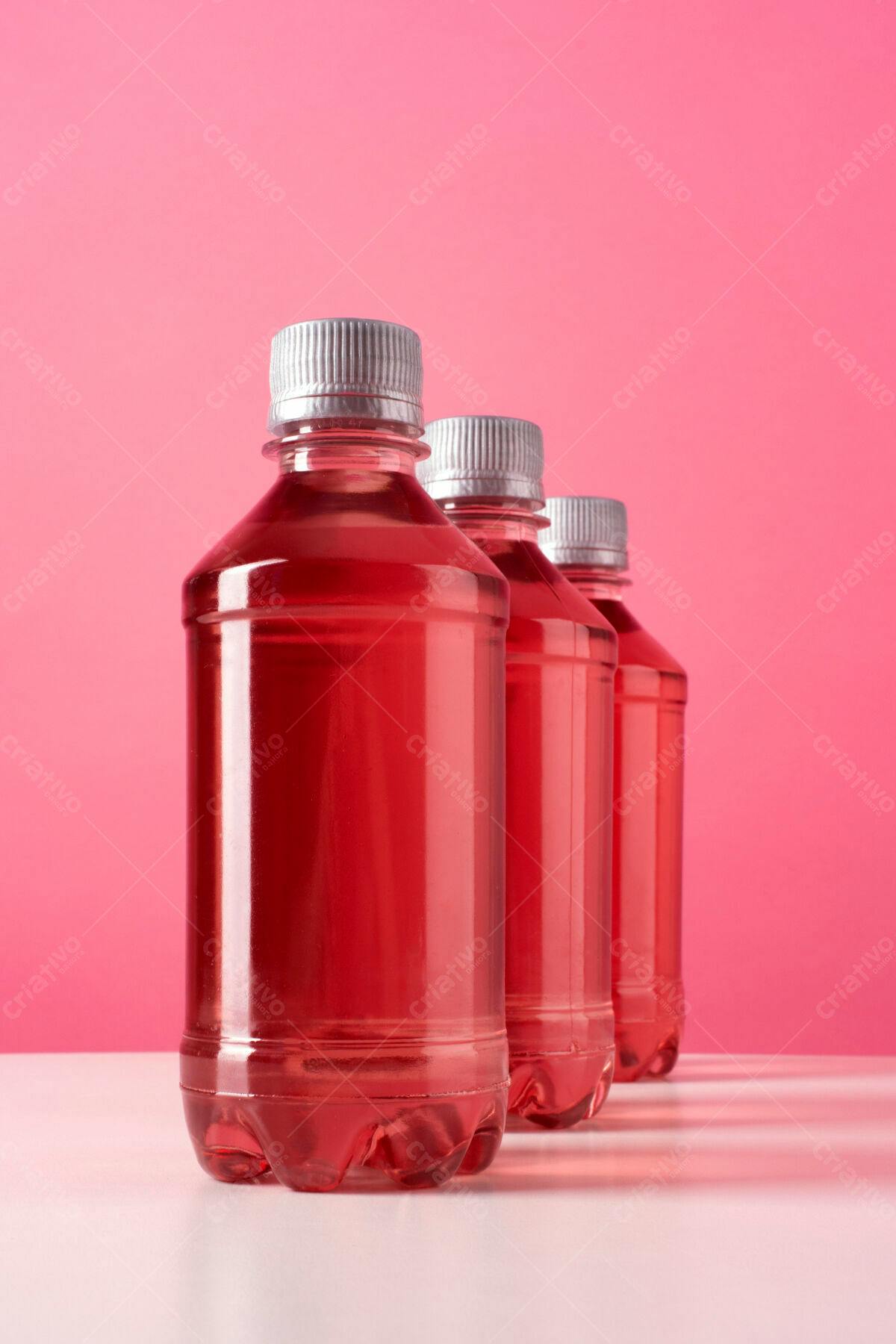 Mockup de Garrafa de Bebida Vermelha PSD Editável