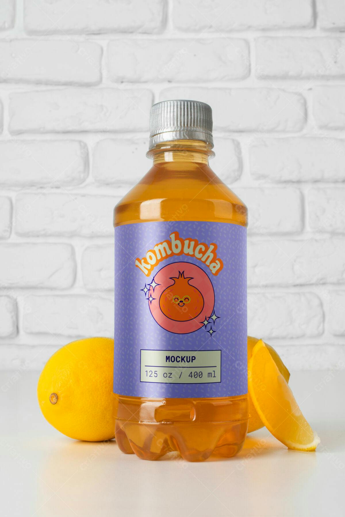 Mockup Garrafa Kombucha PSD Editável