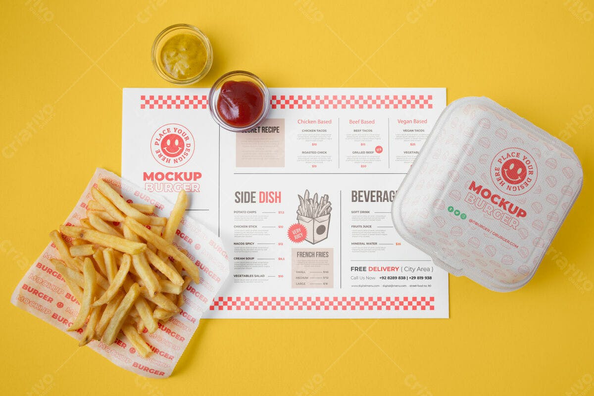Menu para Restaurante de Hambúrguer PSD Editável