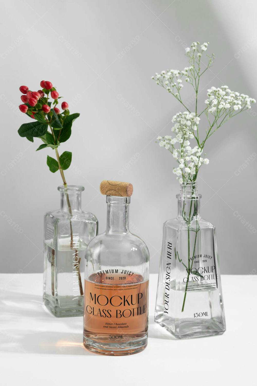 Glass Vase With Wine Bottle Flowers