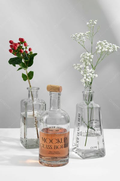 Glass Vase With Wine Bottle Flowers
