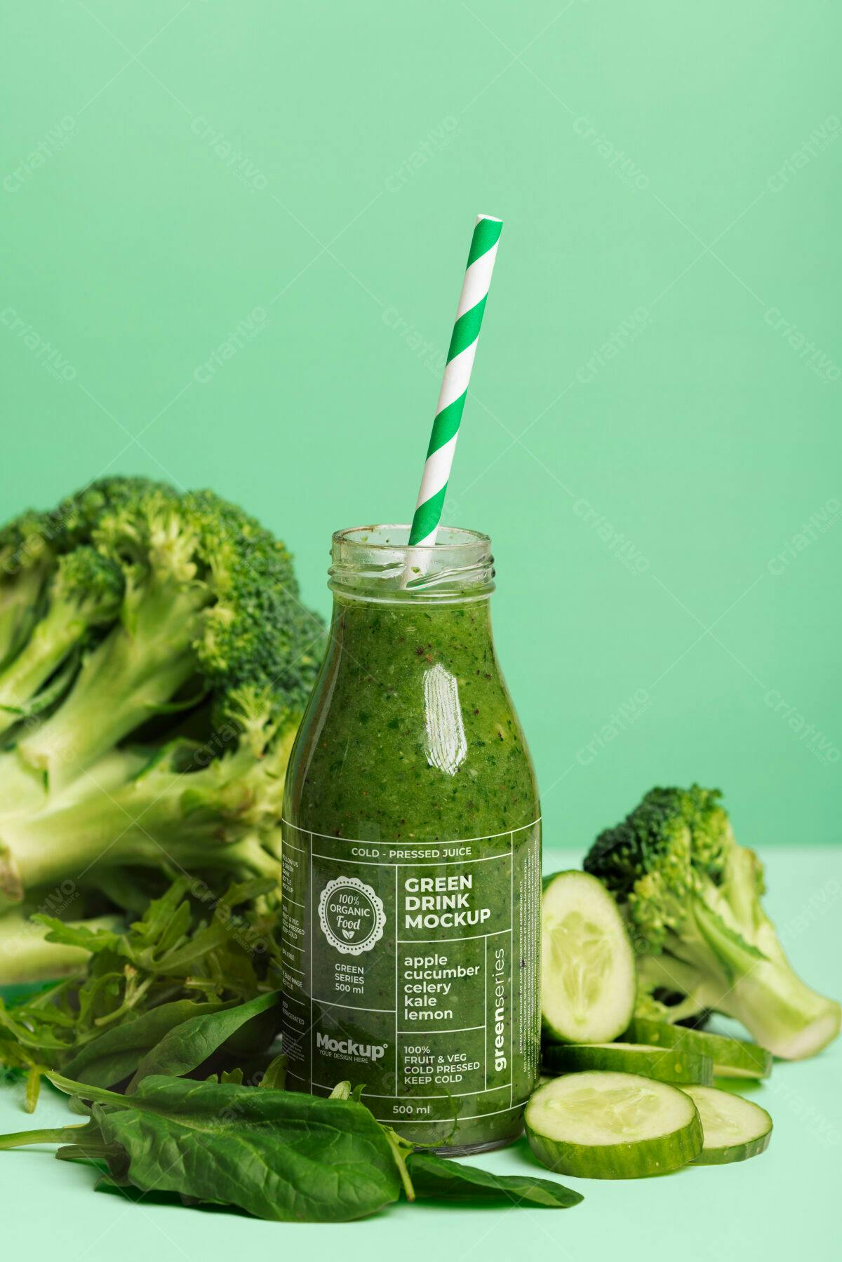 Mockup PSD para Suco Verde Detox Editável