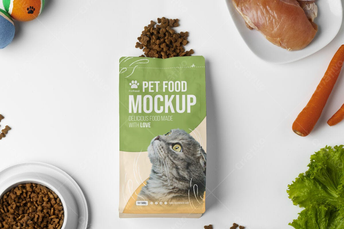 Embalagem de Ração para Pets PSD Editável