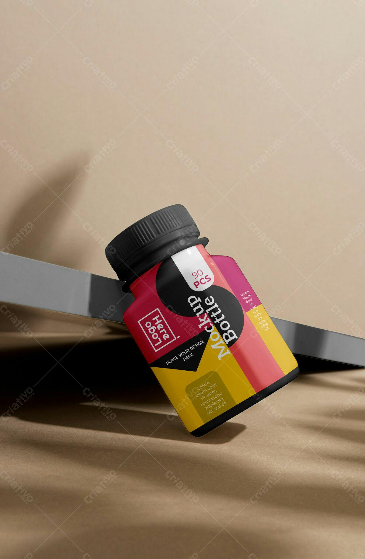 Mockup de Frasco para Suplemento PSD Editável