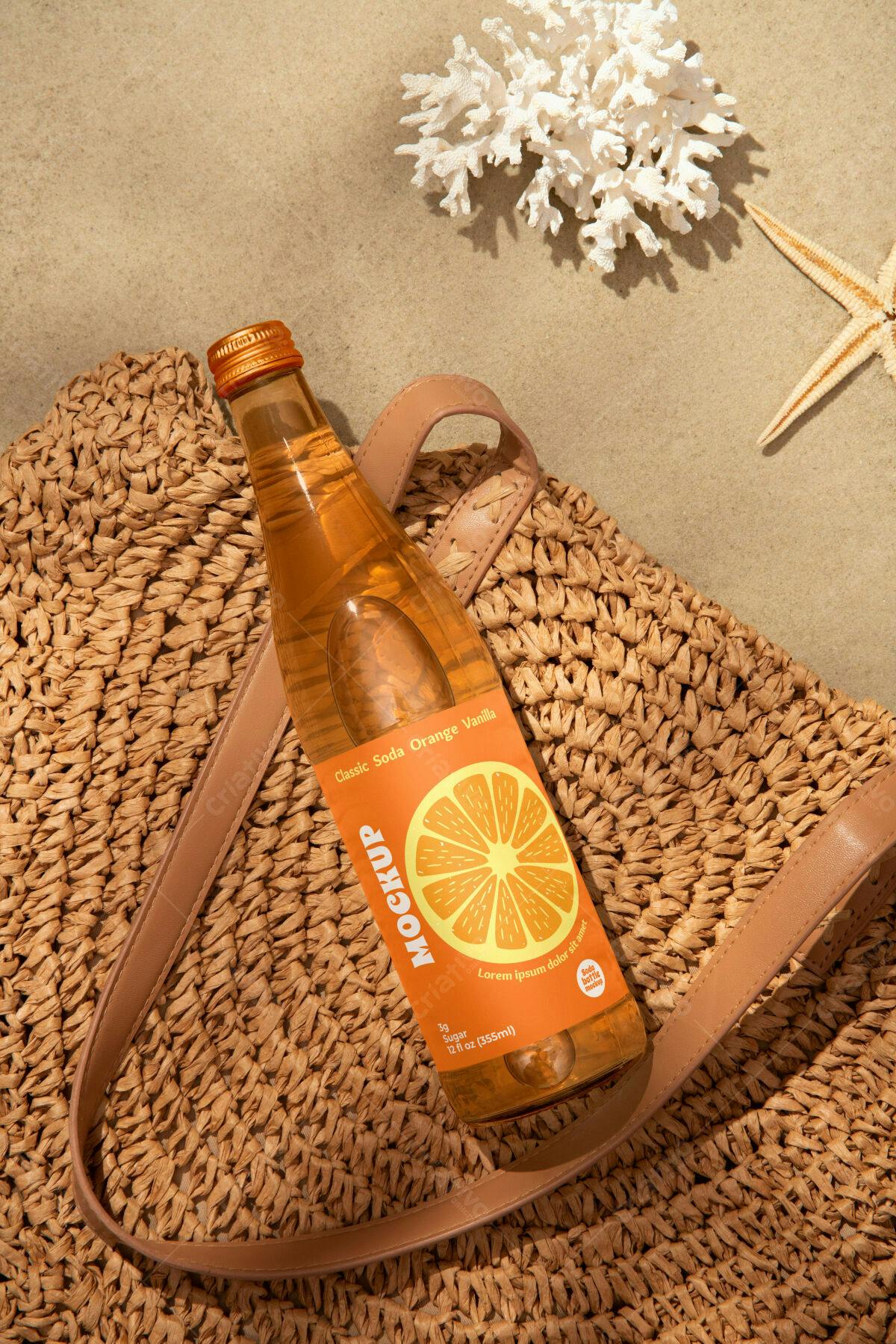 Mockup Garrafa de Refrigerante Verão PSD Editável