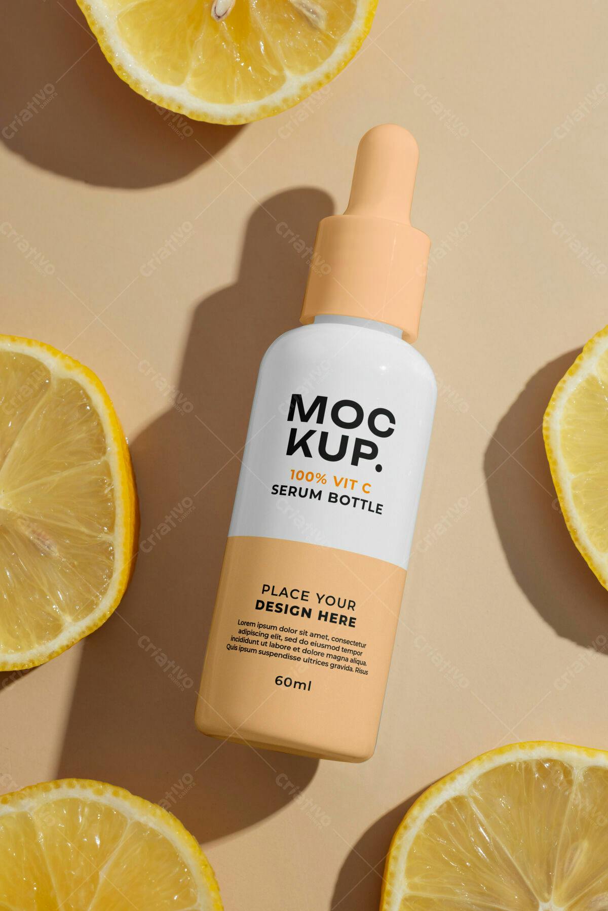 Mockup de Frasco de Soro com Limão PSD Editável