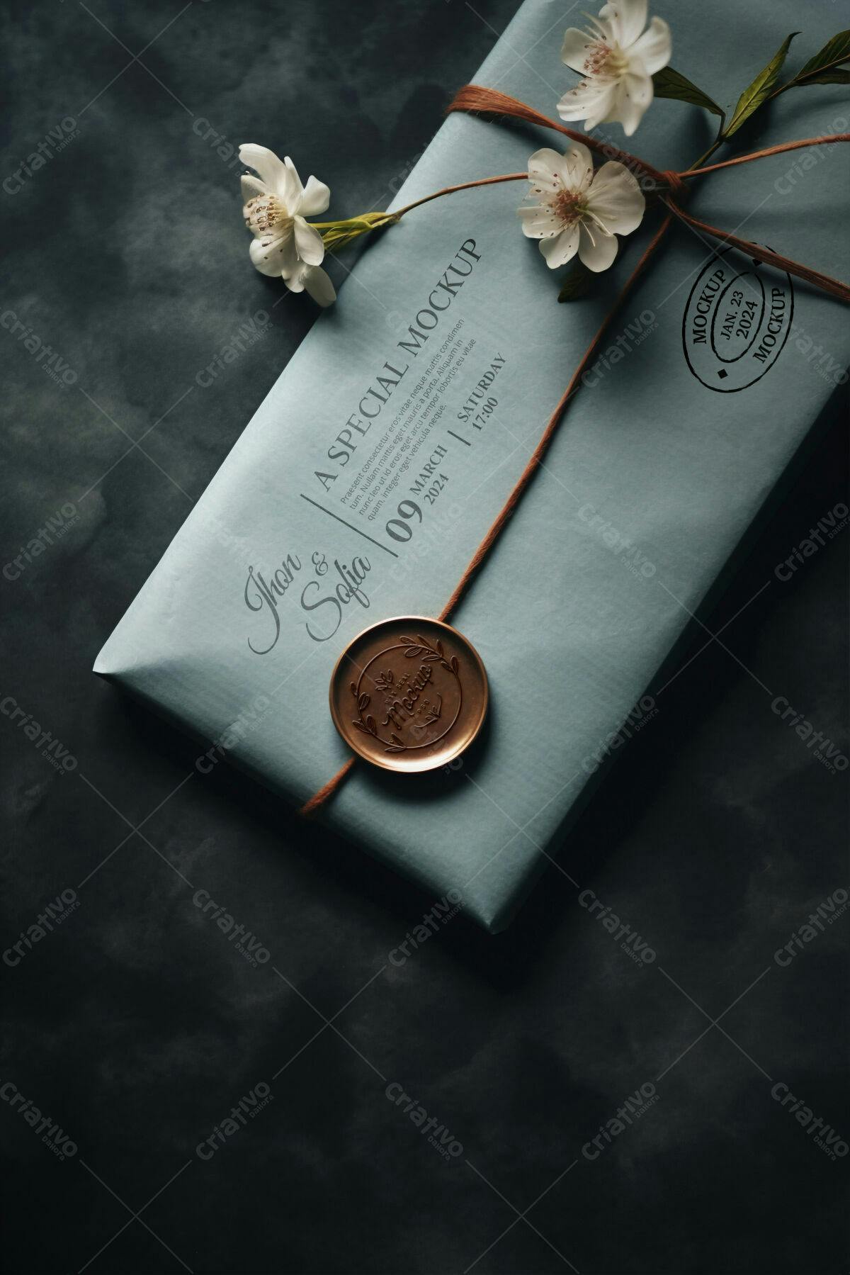 Caixa de Presente para Casamento PSD Editável