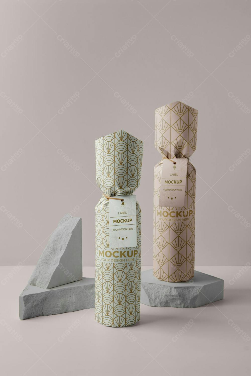 Wine Bottle Covered Paper Packaging With Rock Display