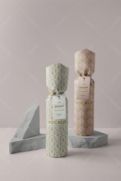 Wine Bottle Covered Paper Packaging With Rock Display