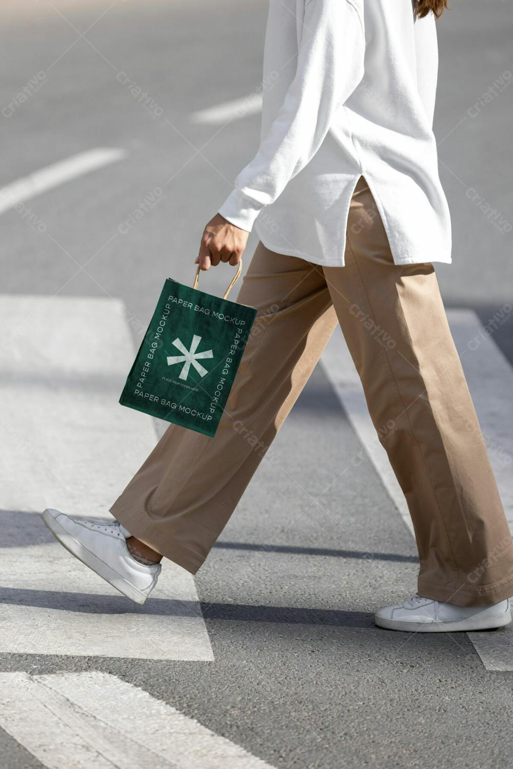 Woman Holding Shopping Bag Outdoors Street