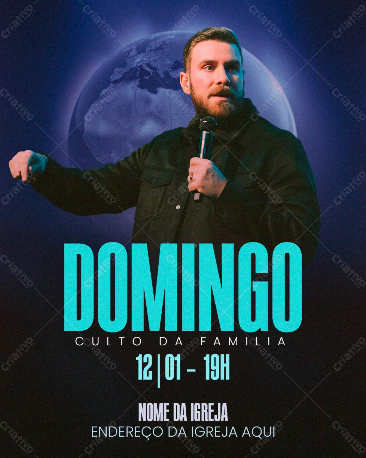 Flyer para Culto Dominical PSD Editável
