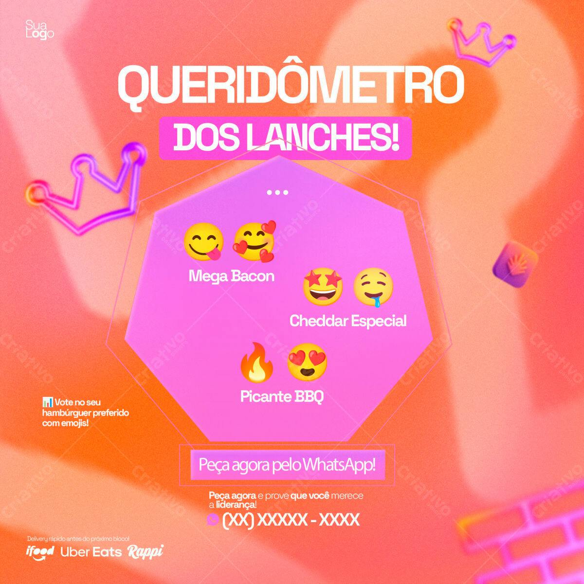 Flyer Enquete Lanche PSD Editável