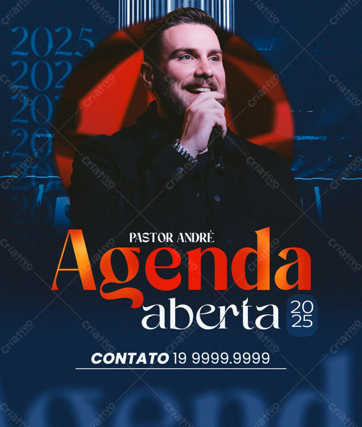 Flyer Agenda Aberta Pastor André PSD Editável
