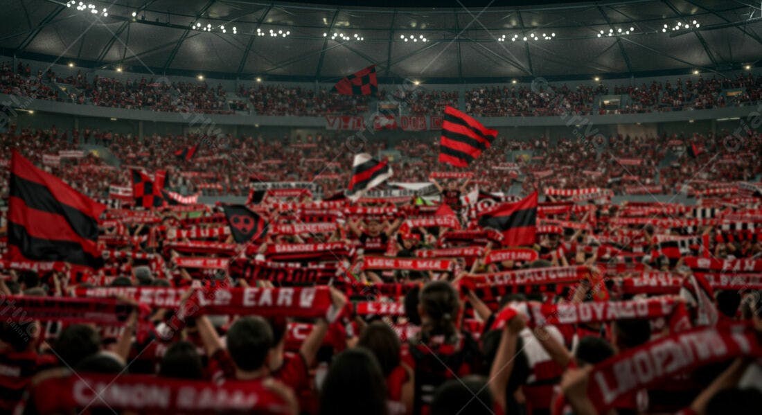 Torcida apaixonada em estádio de futebol