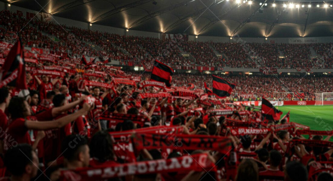 Torcida apaixonada em estádio de futebol