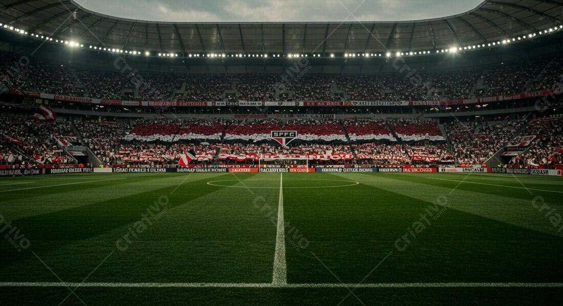 Estádio de futebol lotado com torcedores
