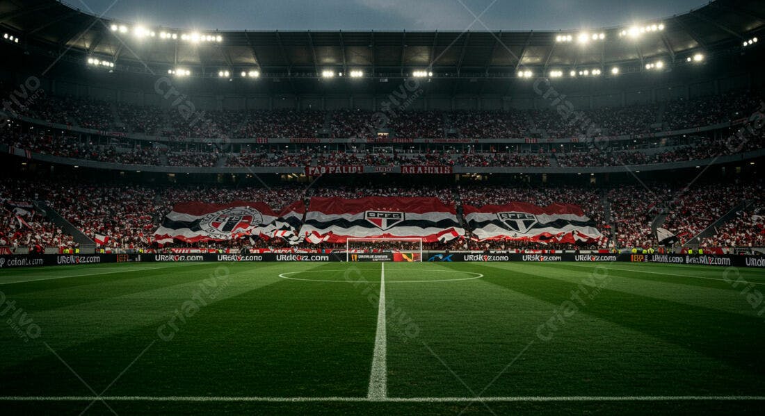 Estádio lotado com torcedores do São Paulo FC