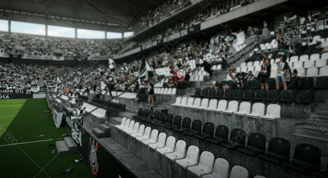 Estádio de futebol com torcedores