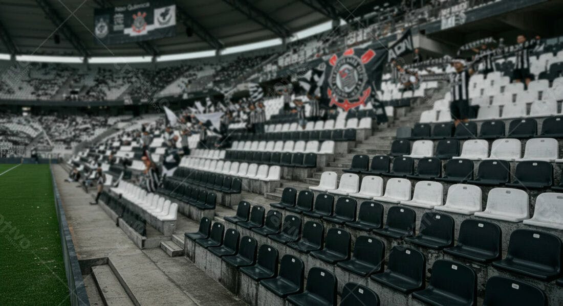 Arquibancada de estádio quase vazia