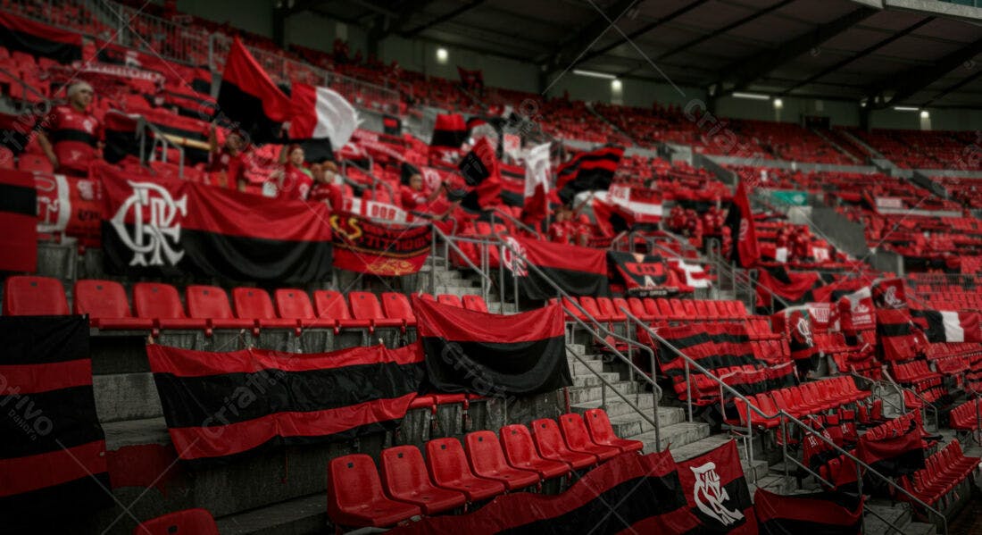 Bandeiras do Flamengo em estádio
