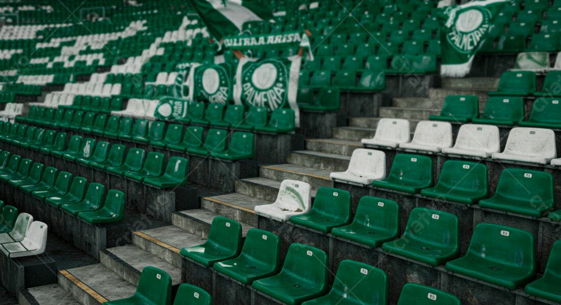 Cadeiras de estádio vazias verde e branco