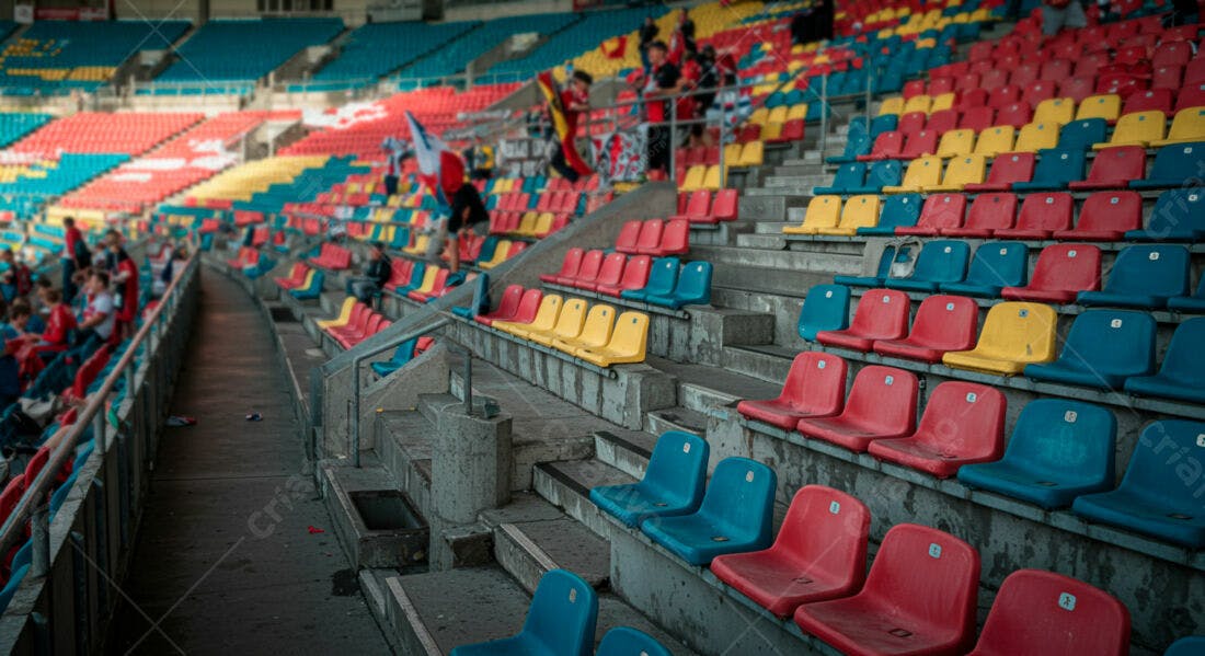 Cadeiras vazias em estádio de futebol
