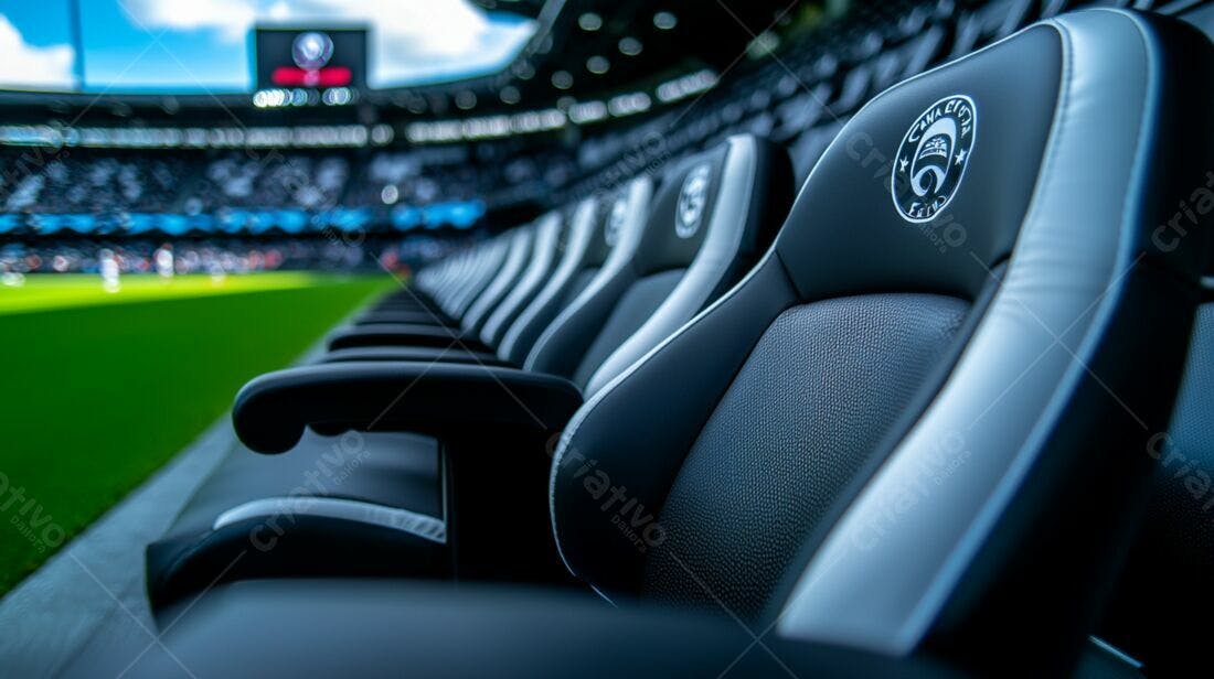 Assentos VIP Estádio Futebol Preto e Branco