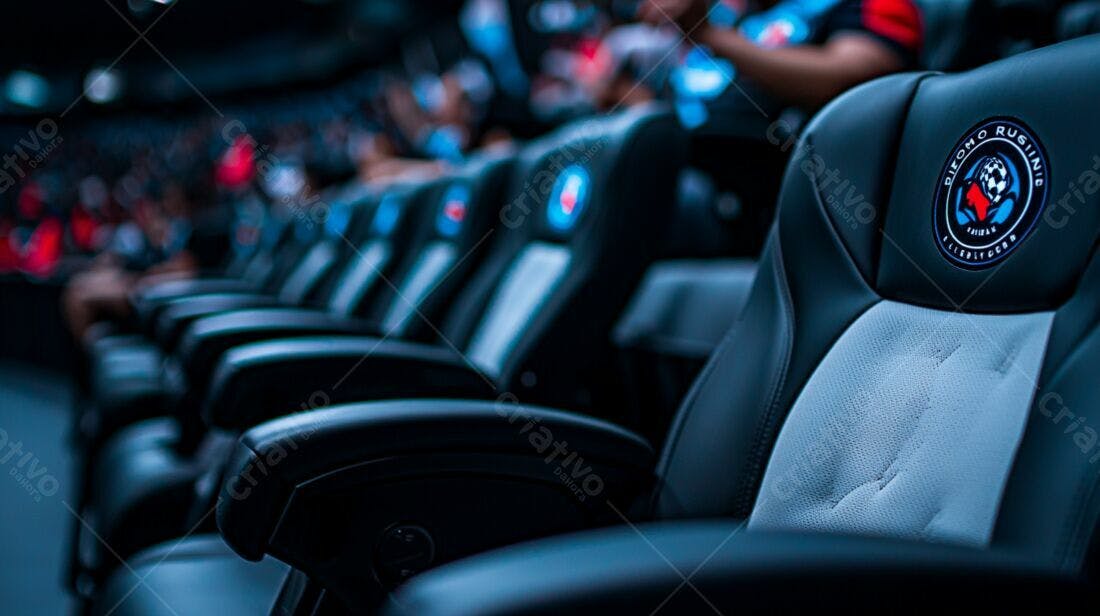 Assentos VIP de estádio em preto e cinza