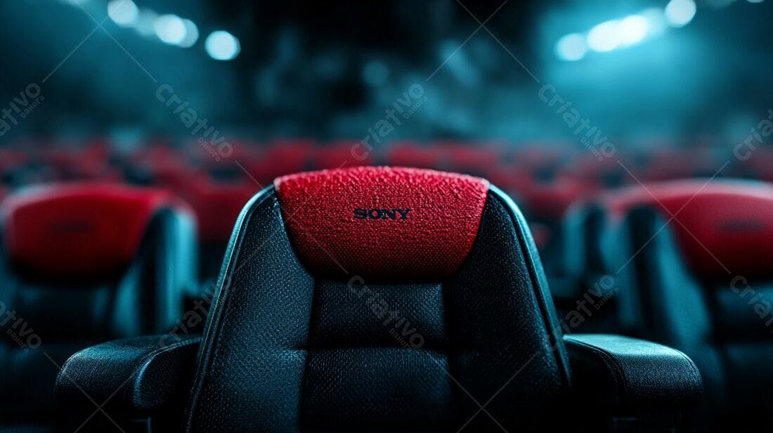 Assento de cinema Sony vermelho e preto