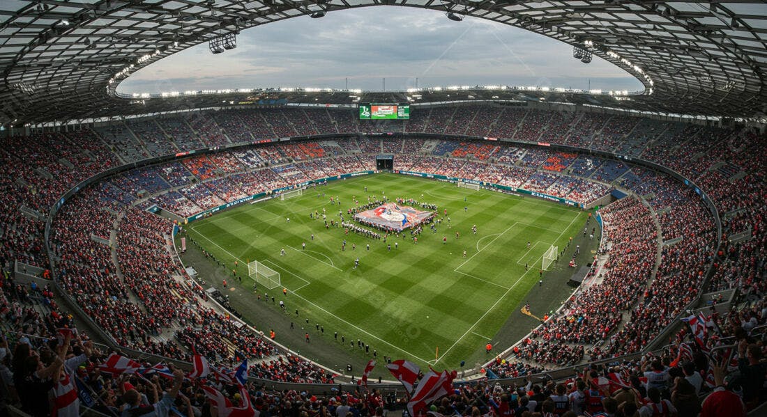 Estádio lotado em jogo de futebol