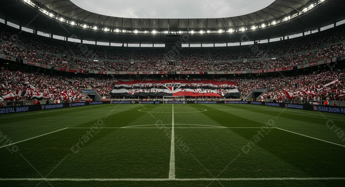 Estádio lotado com torcedores do São Paulo FC