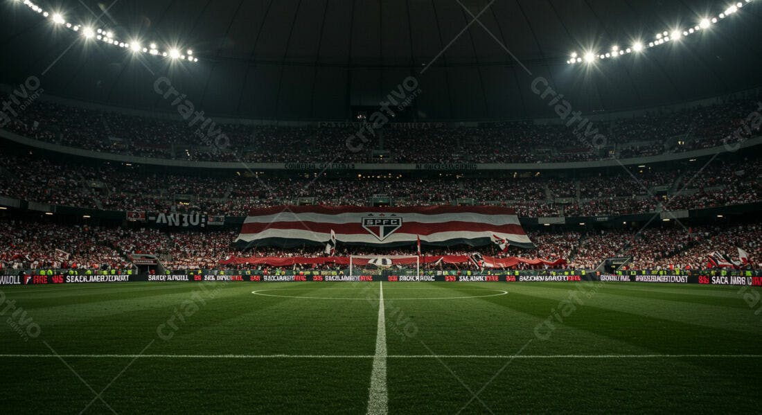Estádio lotado com torcida do São Paulo FC