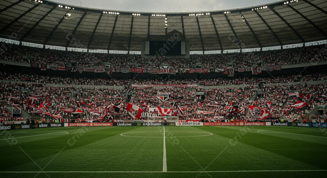Estádio lotado com torcedores fanáticos