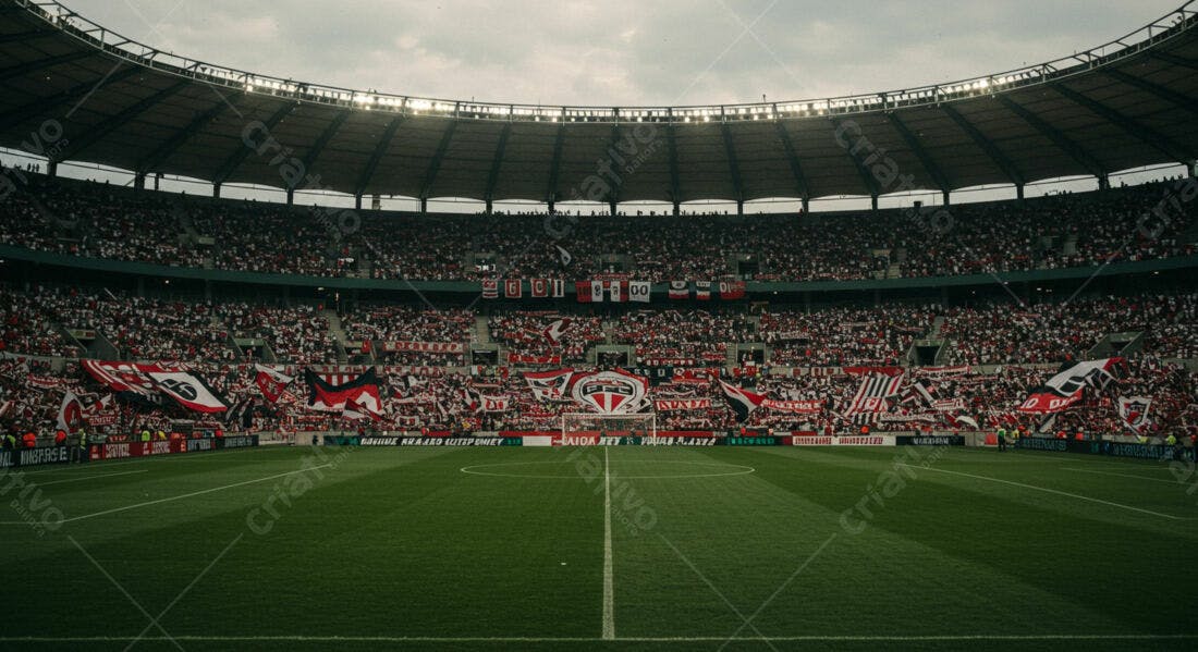 Estádio lotado com torcedores apaixonados