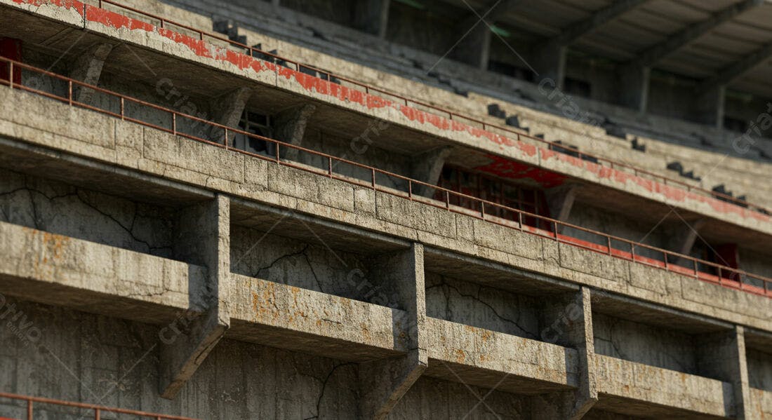Estrutura de concreto abandonada em estádio