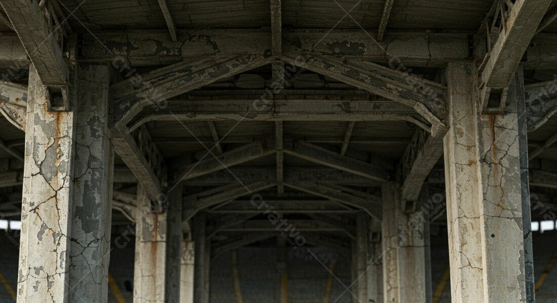Estrutura de concreto antiga e deteriorada