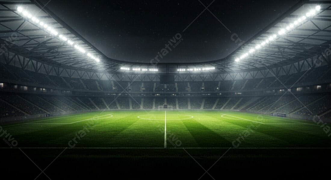 Estádio de futebol noturno vazio