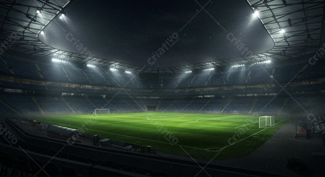Estádio de futebol noturno vazio