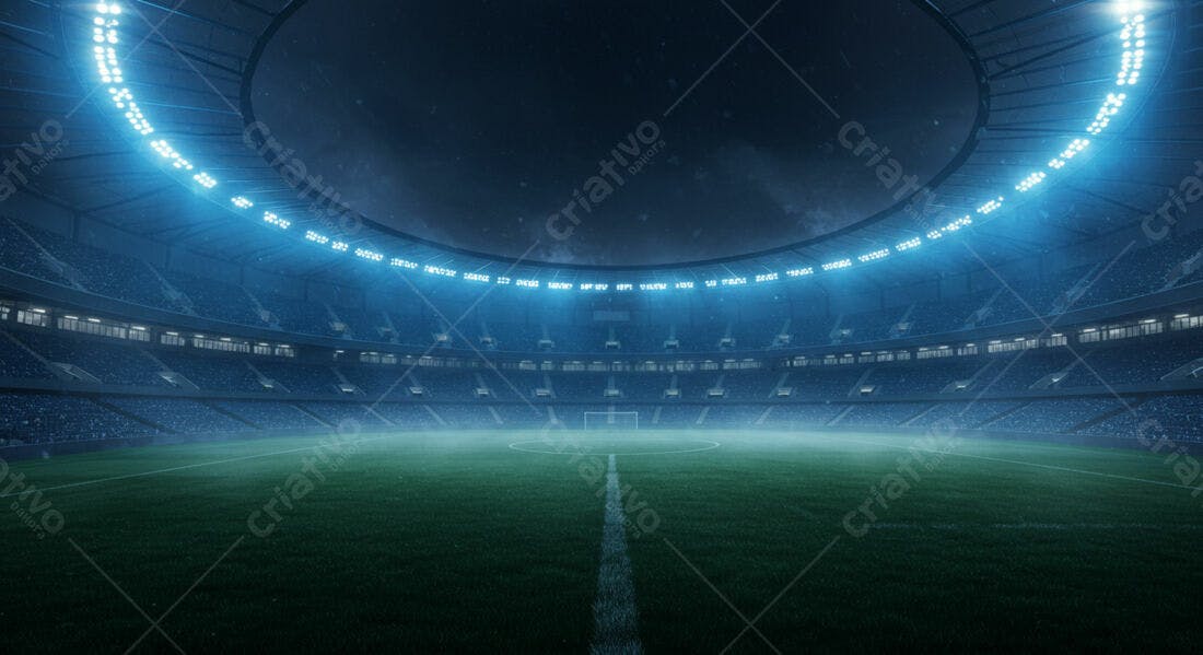 Estádio de futebol noturno vazio