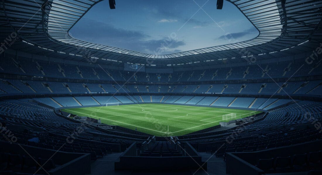 Estádio de futebol vazio à noite