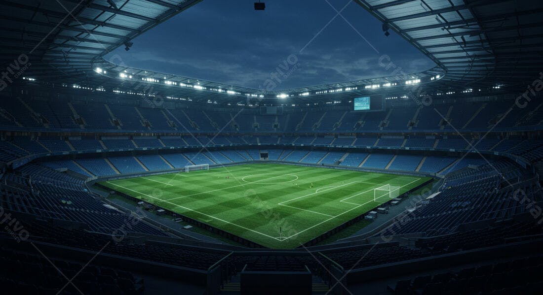 Estádio de futebol noturno vazio